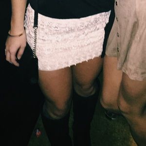 Cream Lace Mini Skirt